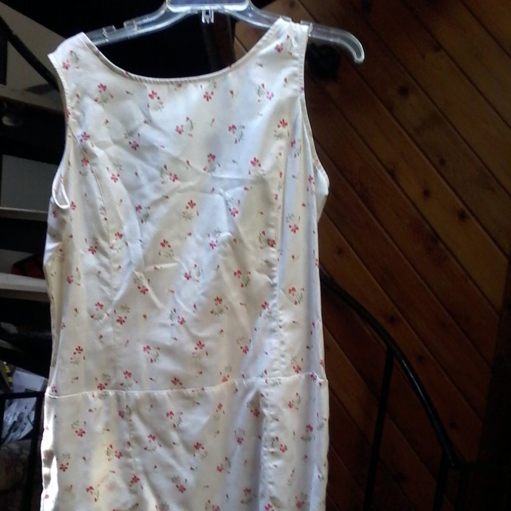 Liz Claiborne White Dress with Small Pink Floral Print